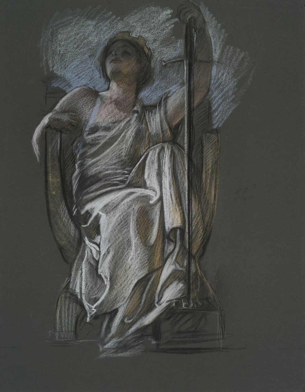 Estudo para a figura de The Genius of Pennsylvania em de Edwin Austin Abbey
