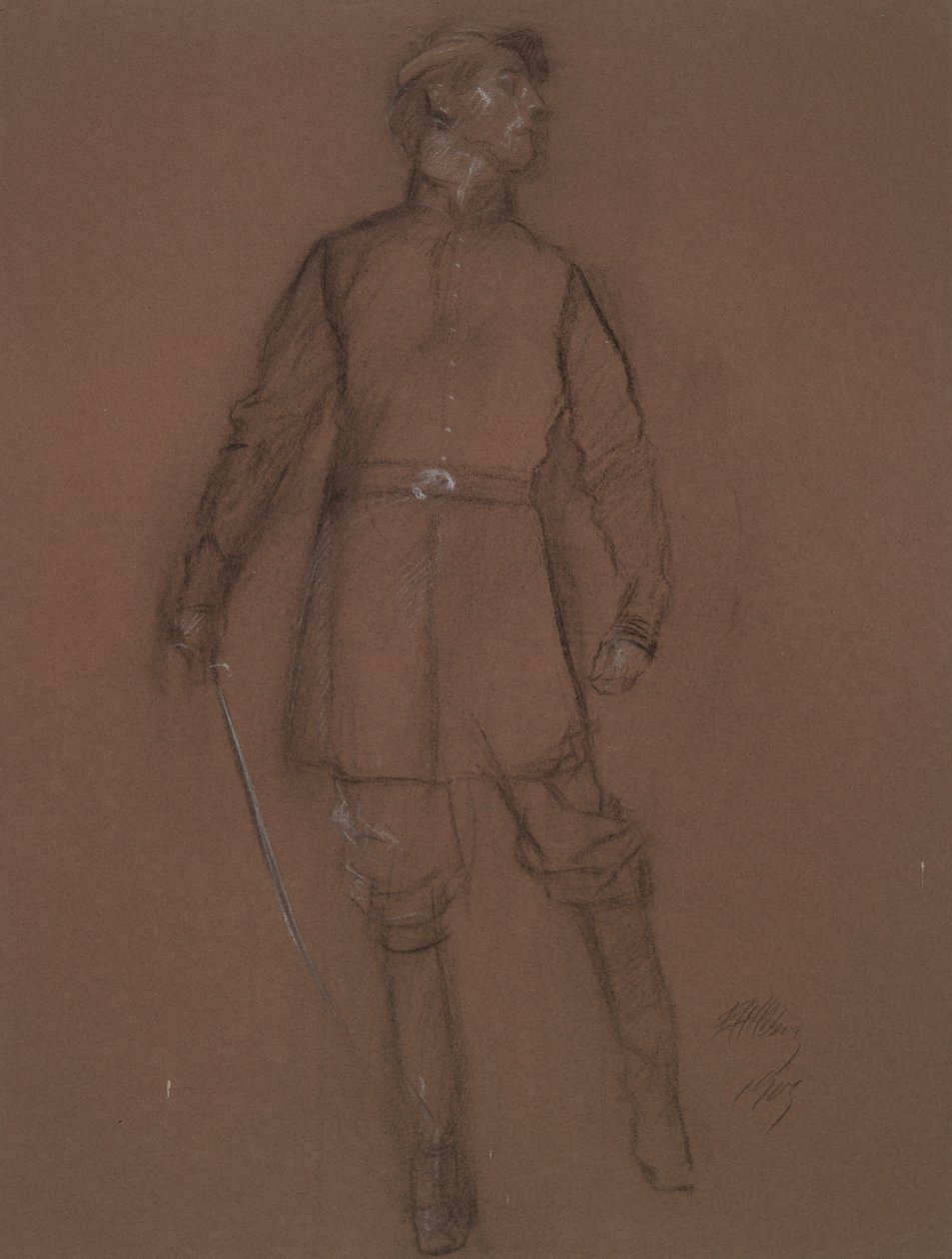 Estudo para a figura de um General da Guerra Civil, em de Edwin Austin Abbey