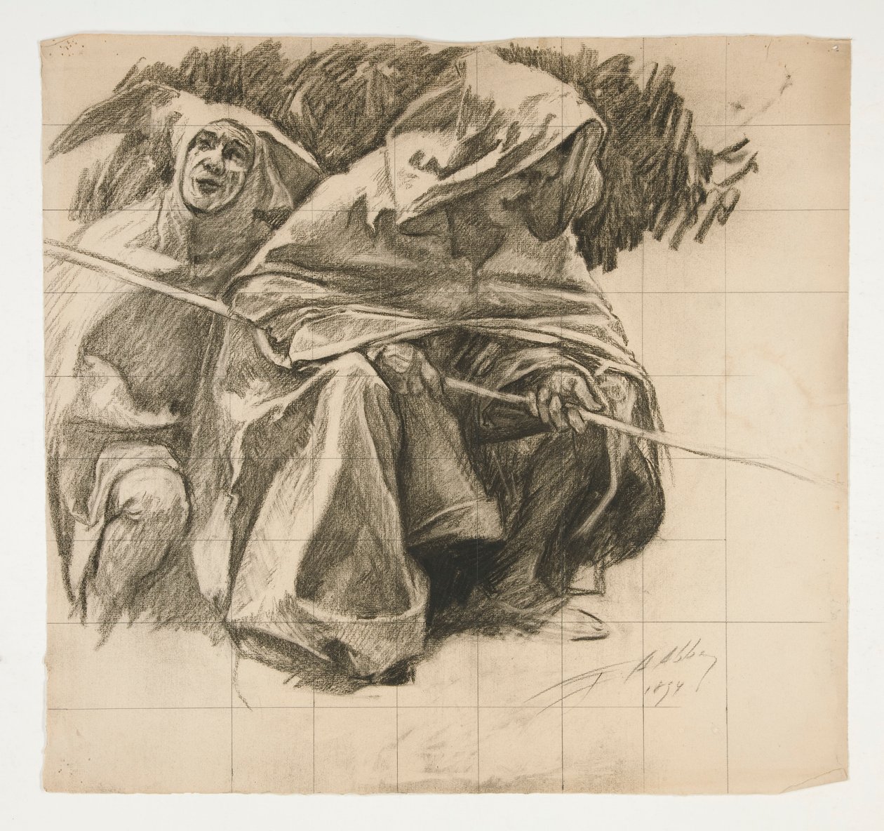 Estudo de The Fisher King, de The Quest of the Holy Grail (uma série de quinze quadros para a Biblioteca Pública de Boston, concluída em 1901) de Edwin Austin Abbey