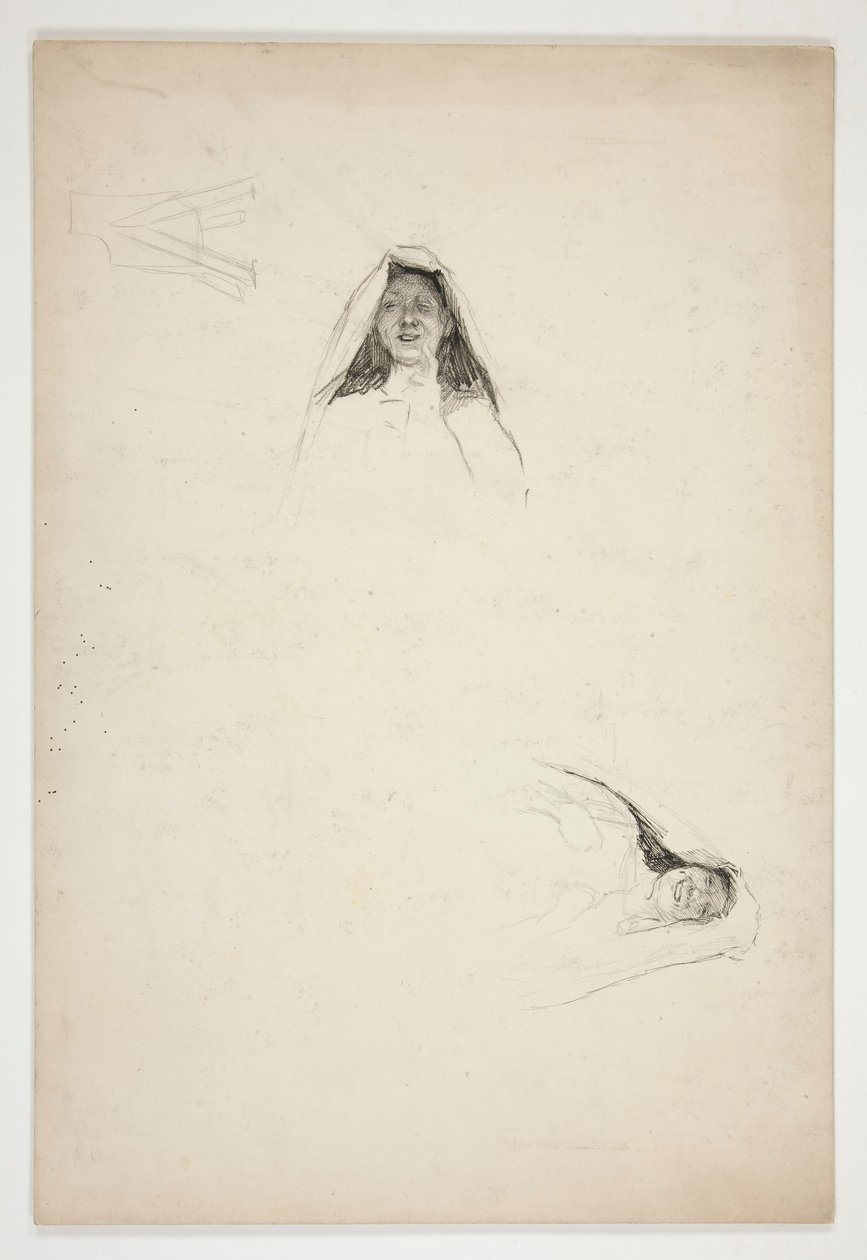 Estudo de Duas Cabeças, Jaquenetta, de Amor de Edwin Austin Abbey