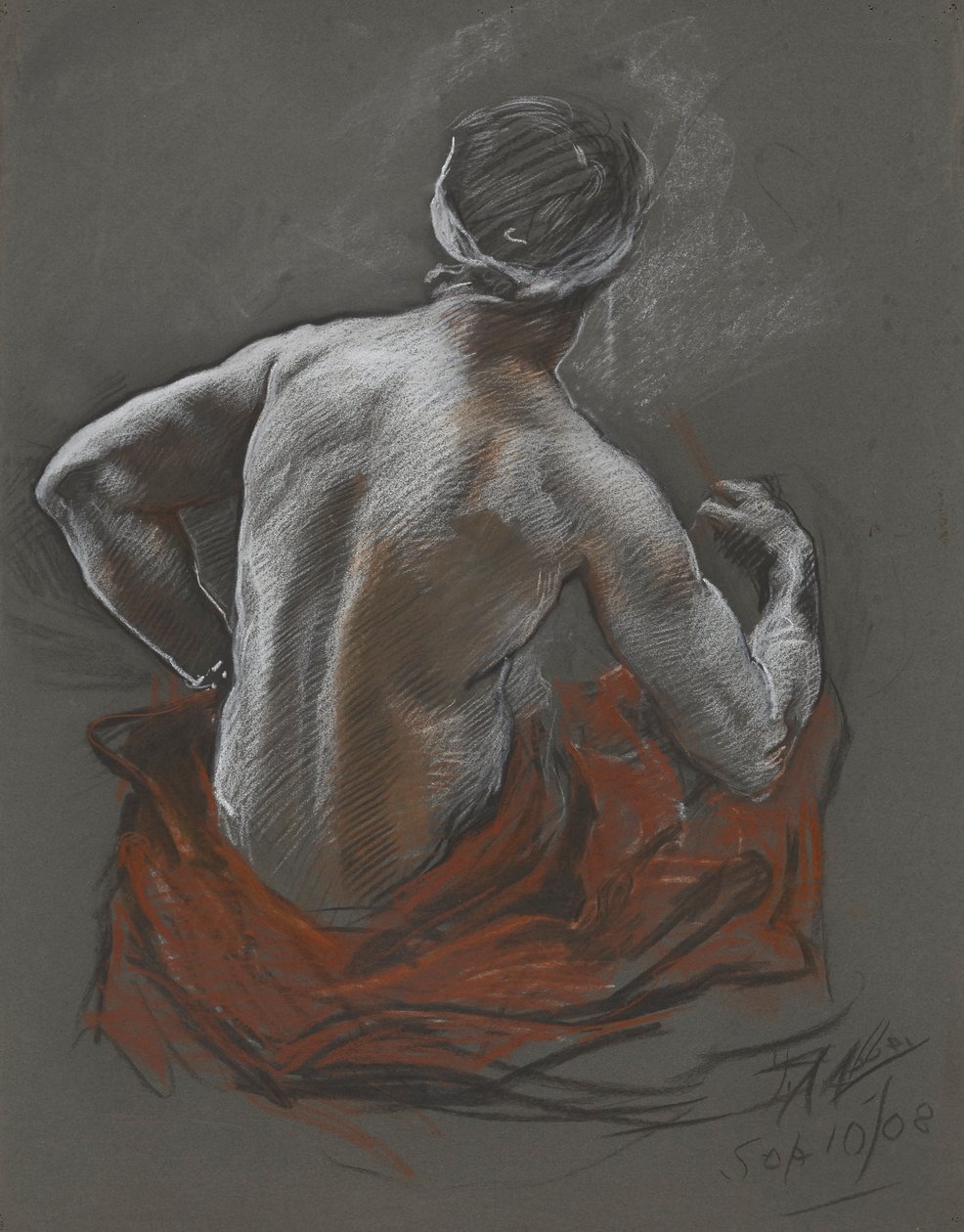 Estudo de um índio sentado, Estudo de figuras para Penn de Edwin Austin Abbey
