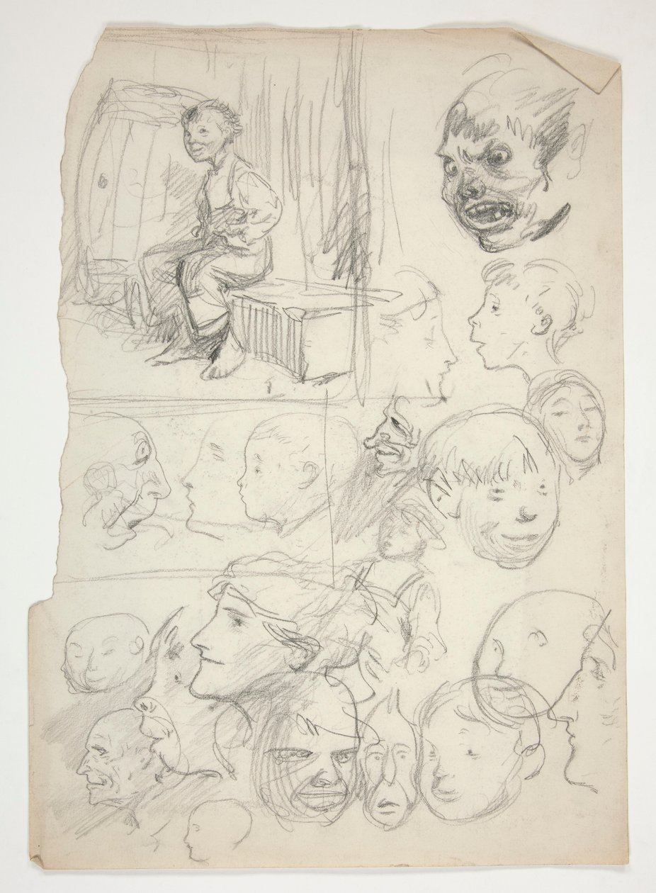 Estudo de um rapaz, estudo de rostos de Edwin Austin Abbey