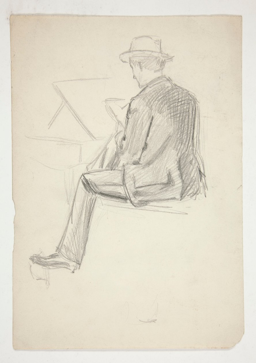 Estudo de um homem sentado, desenhando de Edwin Austin Abbey