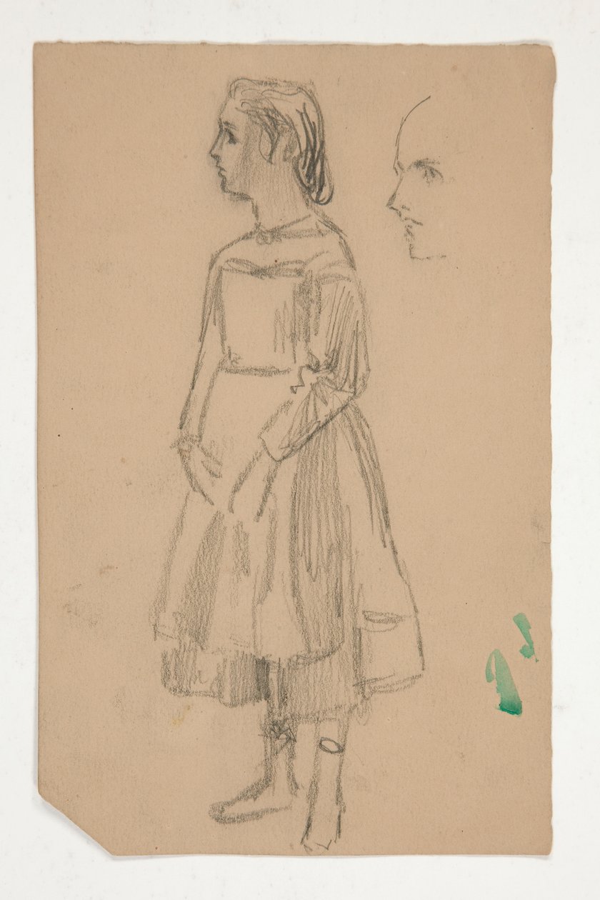 Estudo de uma jovem rapariga em pinafore de Edwin Austin Abbey