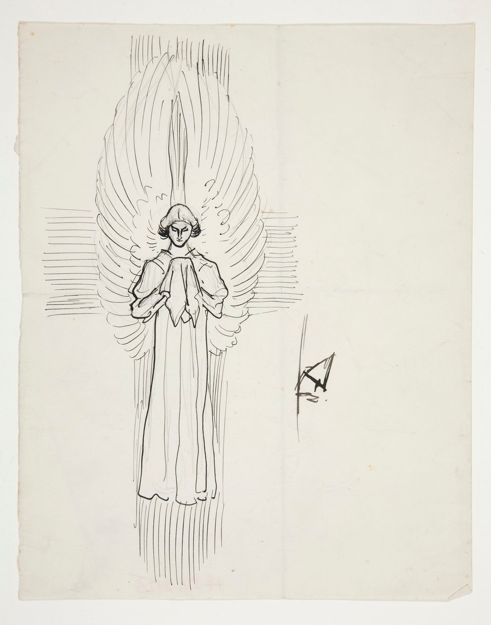 Estudo de um Anjo, para The Quest of the Holy Grail (série de quinze quadros para a Biblioteca Pública de Boston, concluída em 1901) de Edwin Austin Abbey