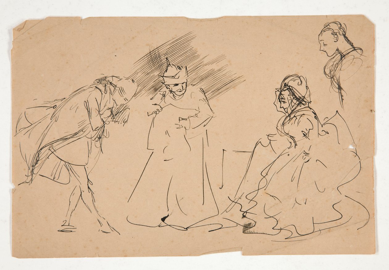 Estudo de uma cena do século XVIII, possivelmente de Edwin Austin Abbey