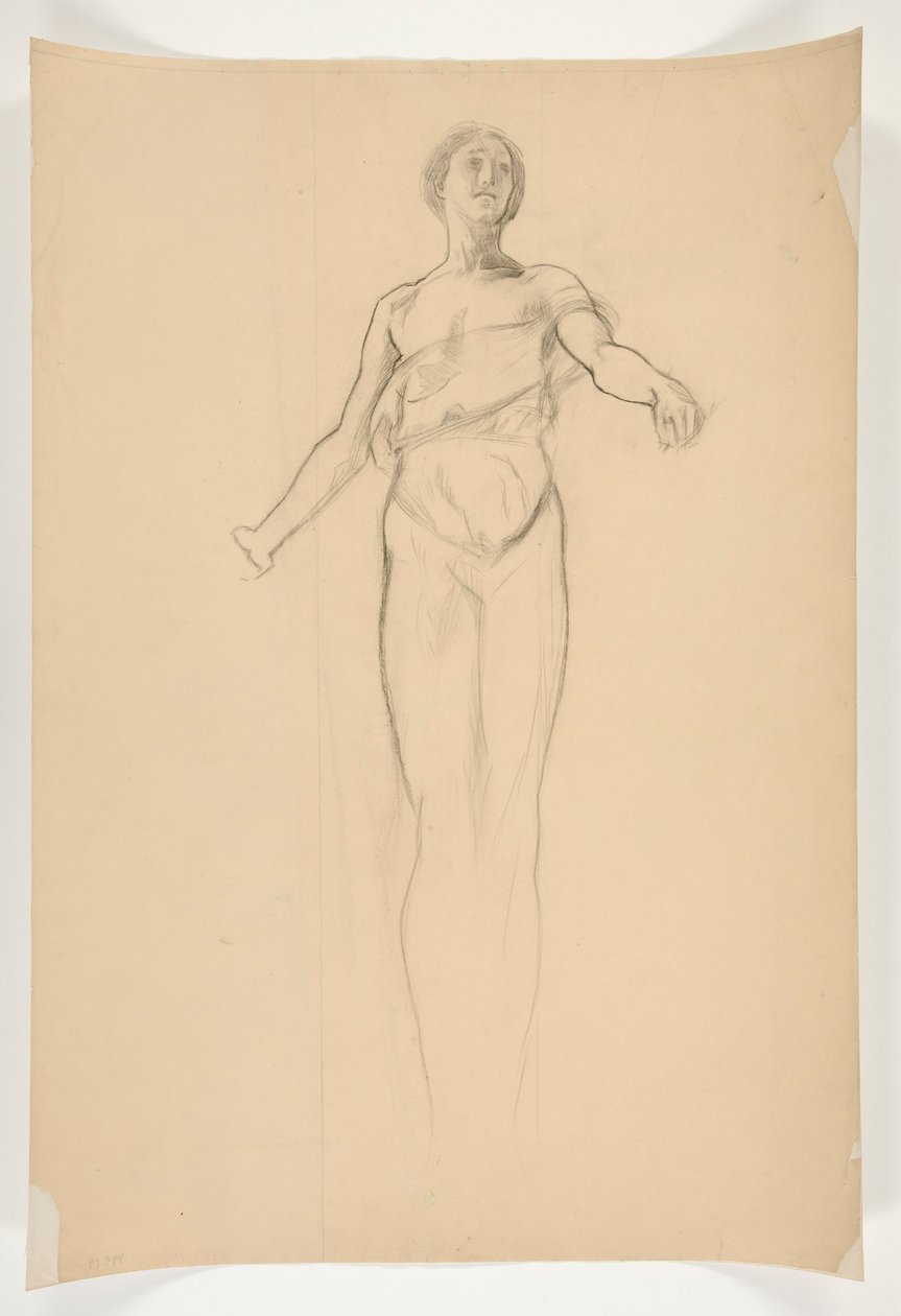 Estudo de uma figura alegórica feminina para mural no edifício da capital do estado em Harrisburg, Pennsylvania, 1902-1911 (completado por John Singer Sargent) de Edwin Austin Abbey