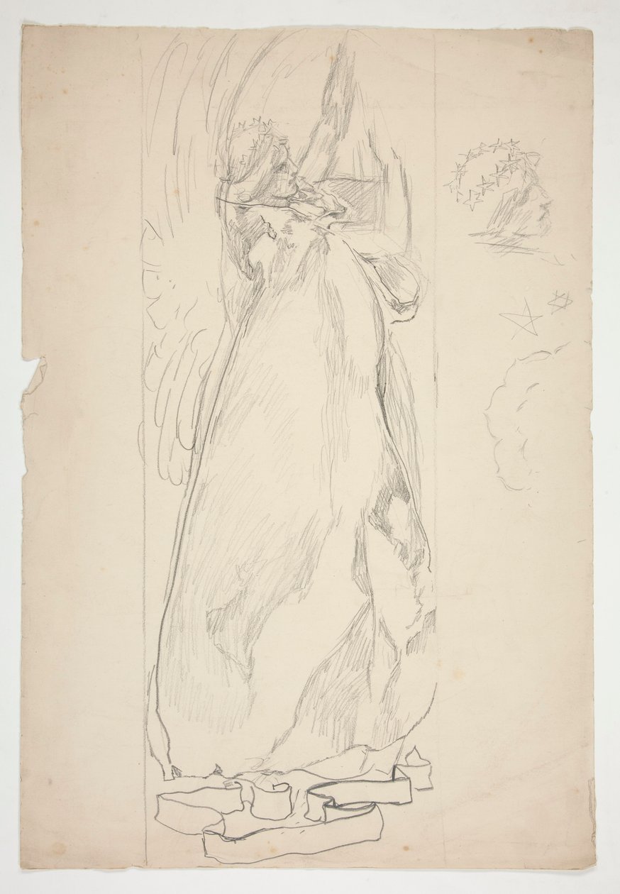 Estudo de um anjo (para vidro manchado? para um tecto?) de Edwin Austin Abbey