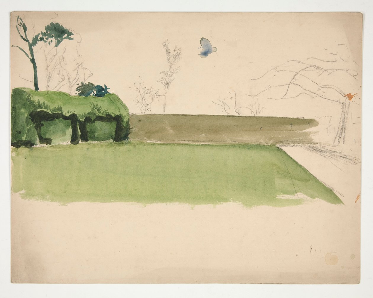 Estudo de um relvado e jardim fechado de Edwin Austin Abbey