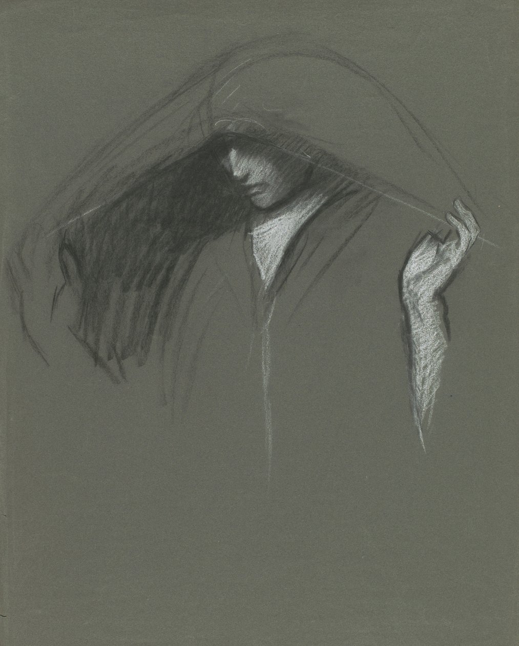 Estudo da cabeça drapeada de de Edwin Austin Abbey