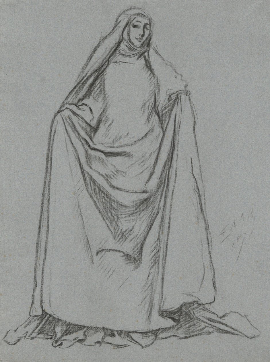 Estudo da figura feminina (verso: figura masculina) de Edwin Austin Abbey
