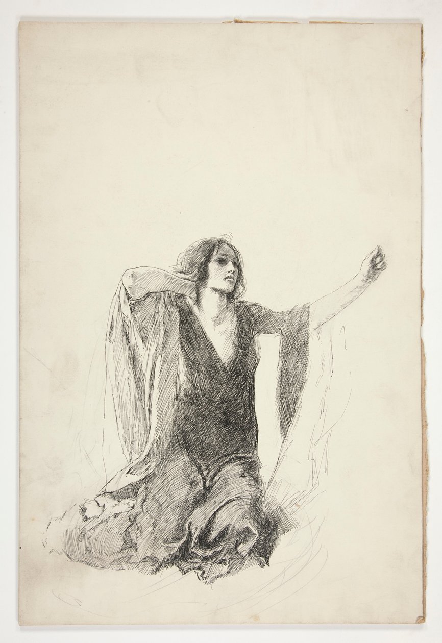 Estudo da mulher ajoelhada, provavelmente um estudo para Julieta na cena do túmulo, de Edwin Austin Abbey