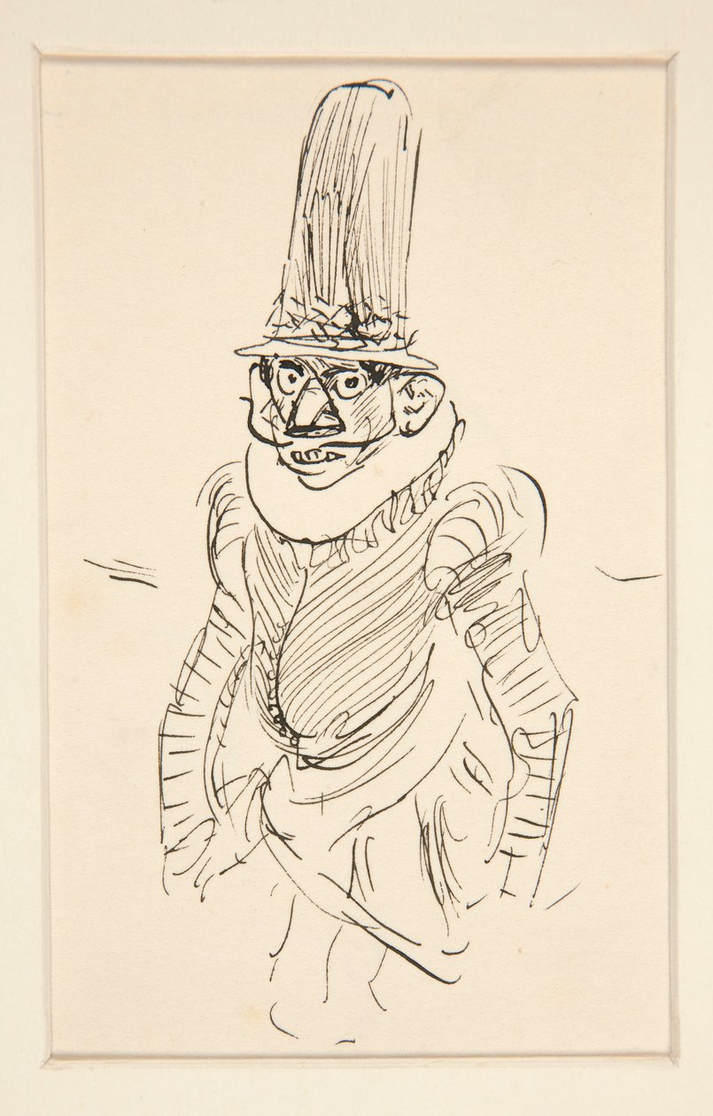 Estudo do homem em traje do século XV, possivelmente uma caricatura do período de de Edwin Austin Abbey