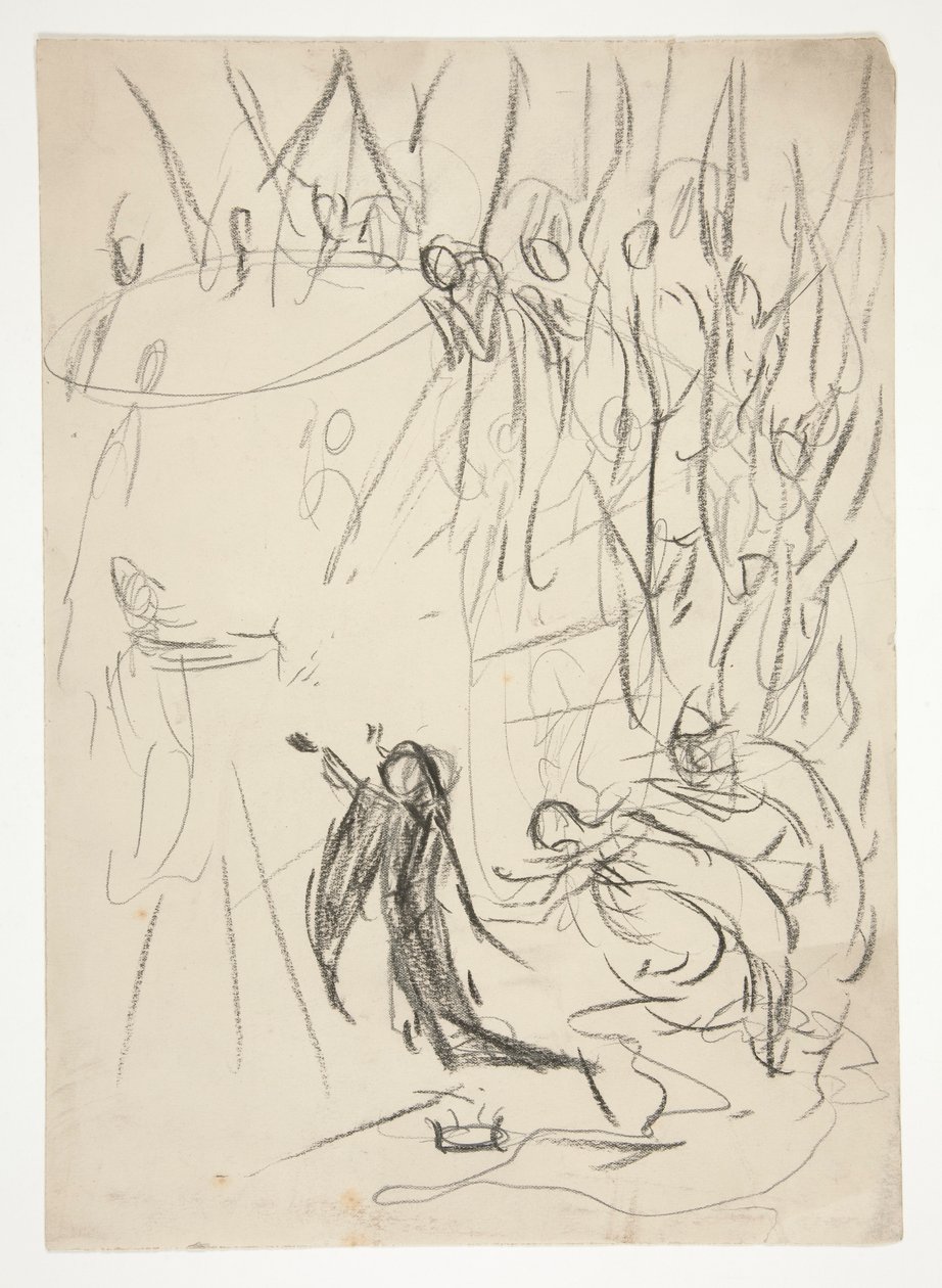 The Achievement of the Grail, estudo para The Quest of the Holy Grail (série de quinze pinturas para a Biblioteca Pública de Boston, concluída em 1901) de Edwin Austin Abbey