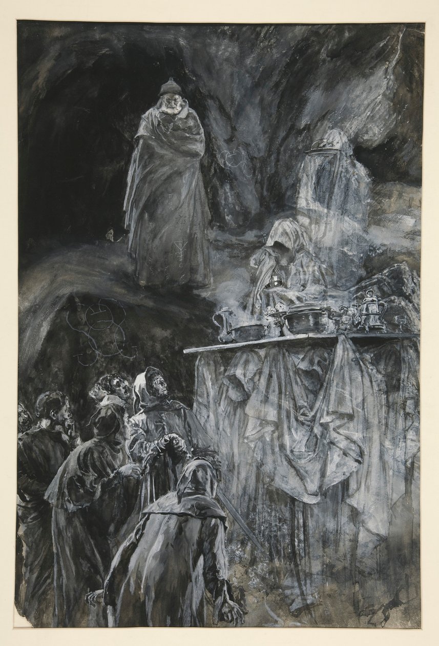 O Banquete, ilustração para Ato III, Cena iii, A Tempestade de Edwin Austin Abbey