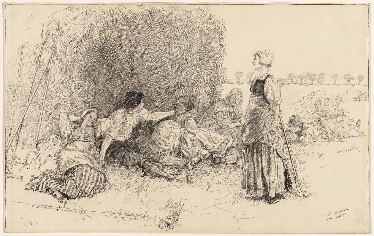 Os ceifeiros, ilustração para «A garrafa de couro» de Edwin Austin Abbey