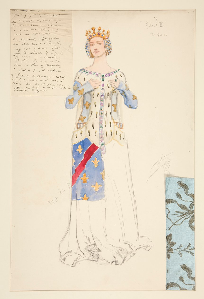 A Rainha, esboço do traje para o Rei Ricardo II de Edwin Austin Abbey