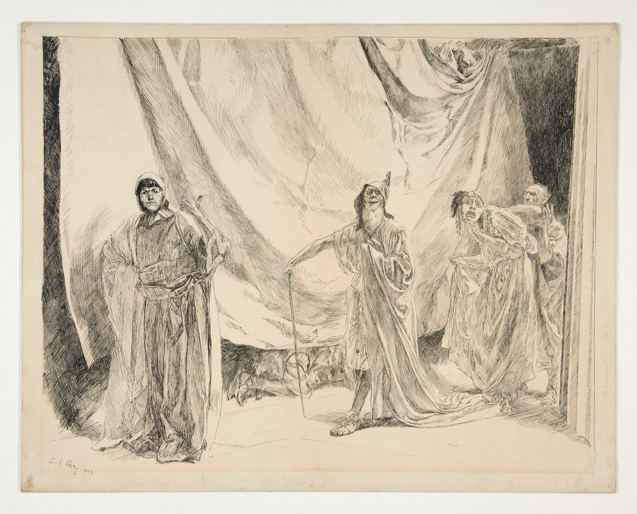 A Reentrada dos Actores, ilustração para o Acto V, Cena I, Uma Noite de Verão de Edwin Austin Abbey