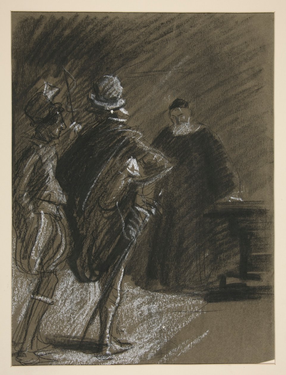Três homens, estudam para Taming of the Shrew (?) de Edwin Austin Abbey