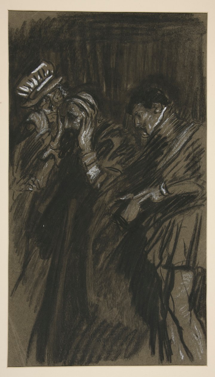 Três homens, estudo para domar a Musa (?) de Edwin Austin Abbey