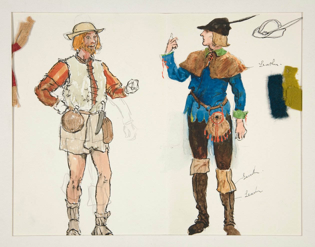Dois Homens, esboço de figurino para Henry Irving de Edwin Austin Abbey