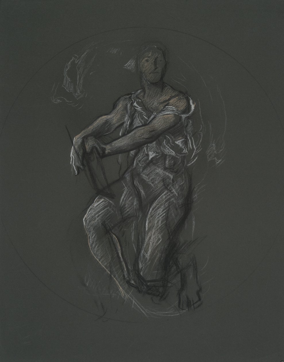 Estudo de figura não identificada para projeto mural no edifício do Capitólio do estado da Pensilvânia, Harrisburg, 1902-1911 de Edwin Austin Abbey
