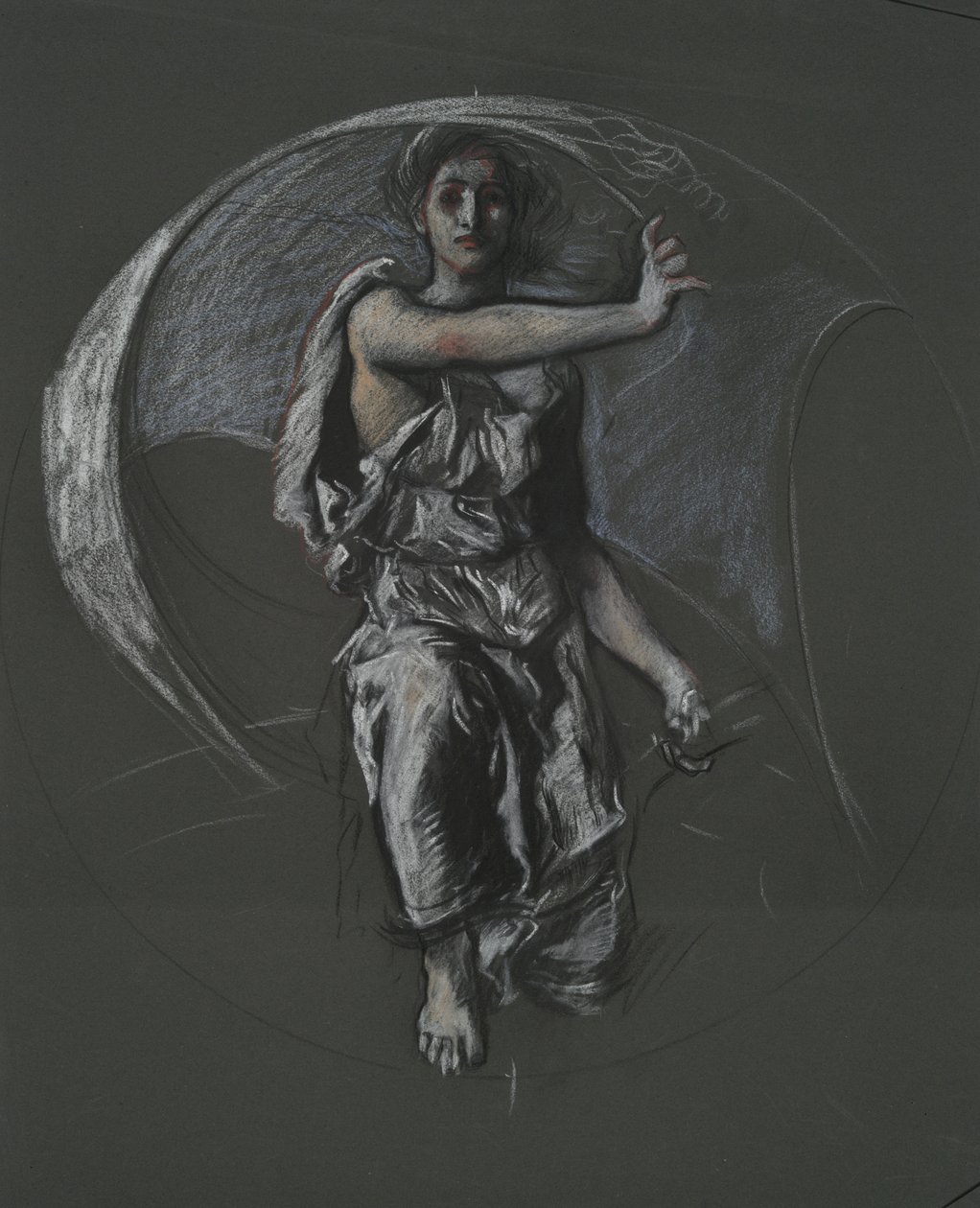 Estudo de figura não identificada para projeto mural no edifício do Capitólio do estado da Pensilvânia, Harrisburg, 1902-1911 de Edwin Austin Abbey
