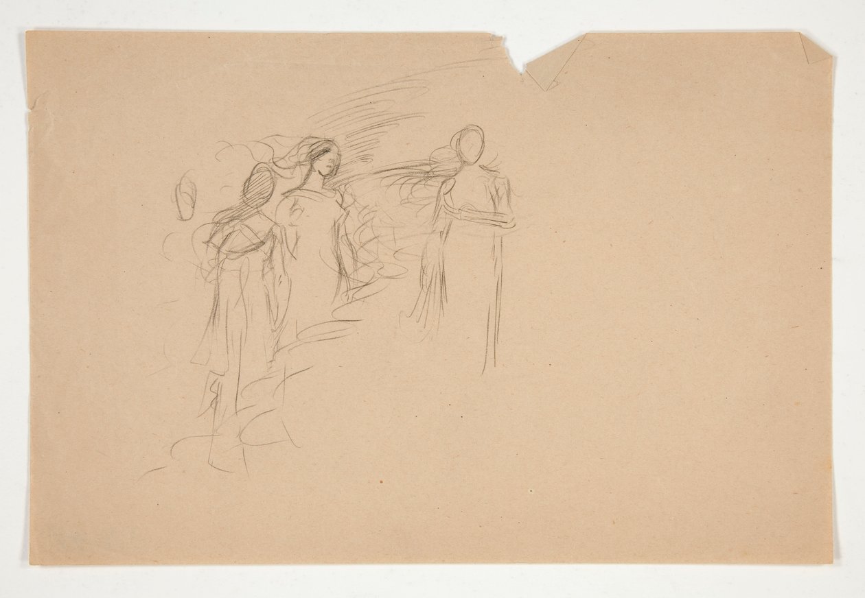 Ilustração não identificada - Estudo de três figuras femininas de Edwin Austin Abbey
