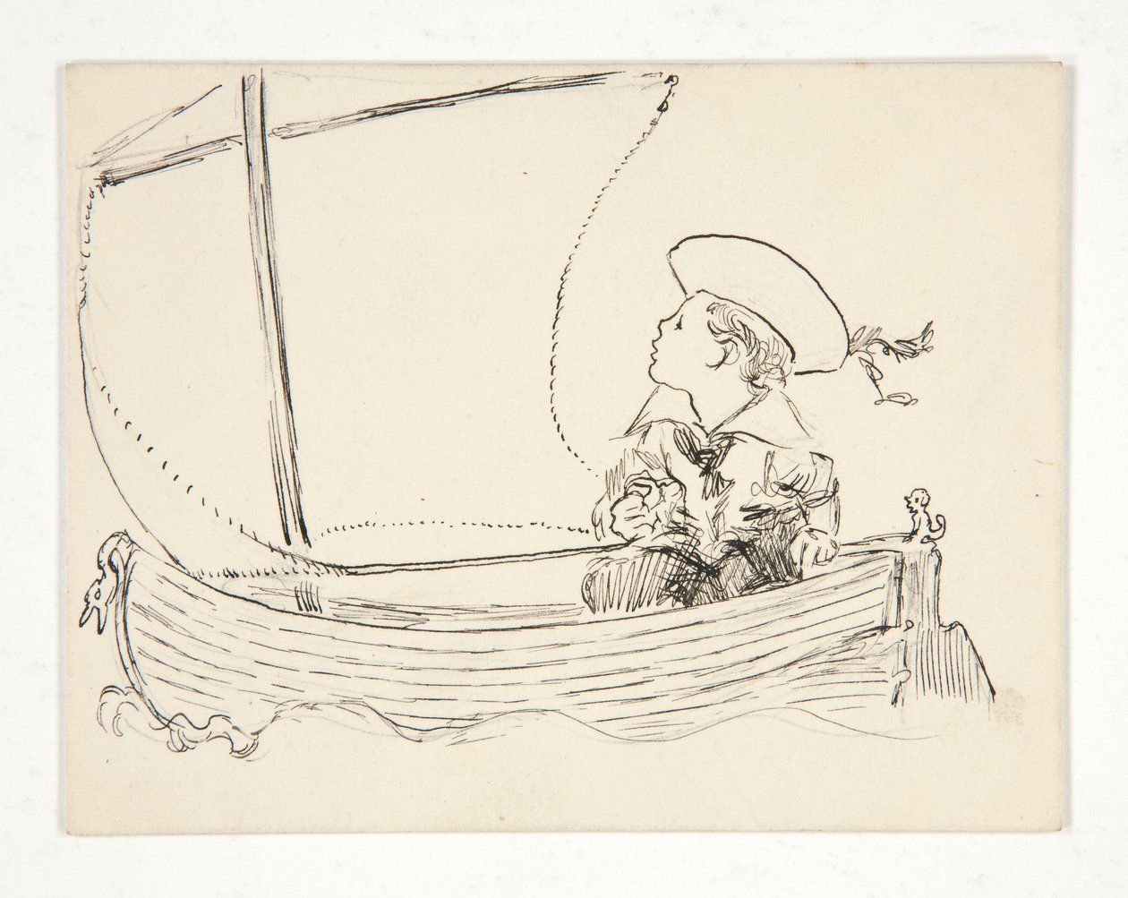 Ilustração não identificada [Rapaz num pequeno barco] de Edwin Austin Abbey