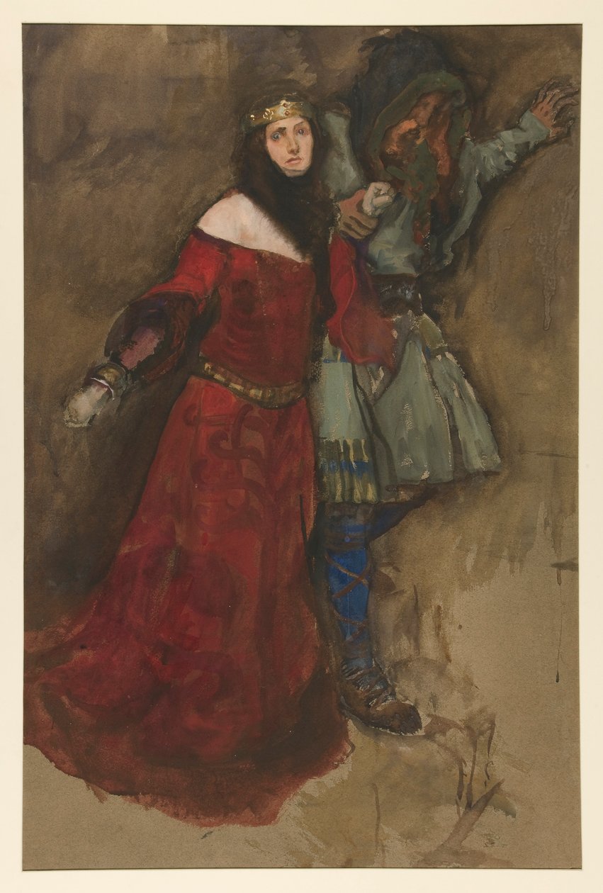 Cena não identificada, de Hamlet ou Macbeth? de Edwin Austin Abbey