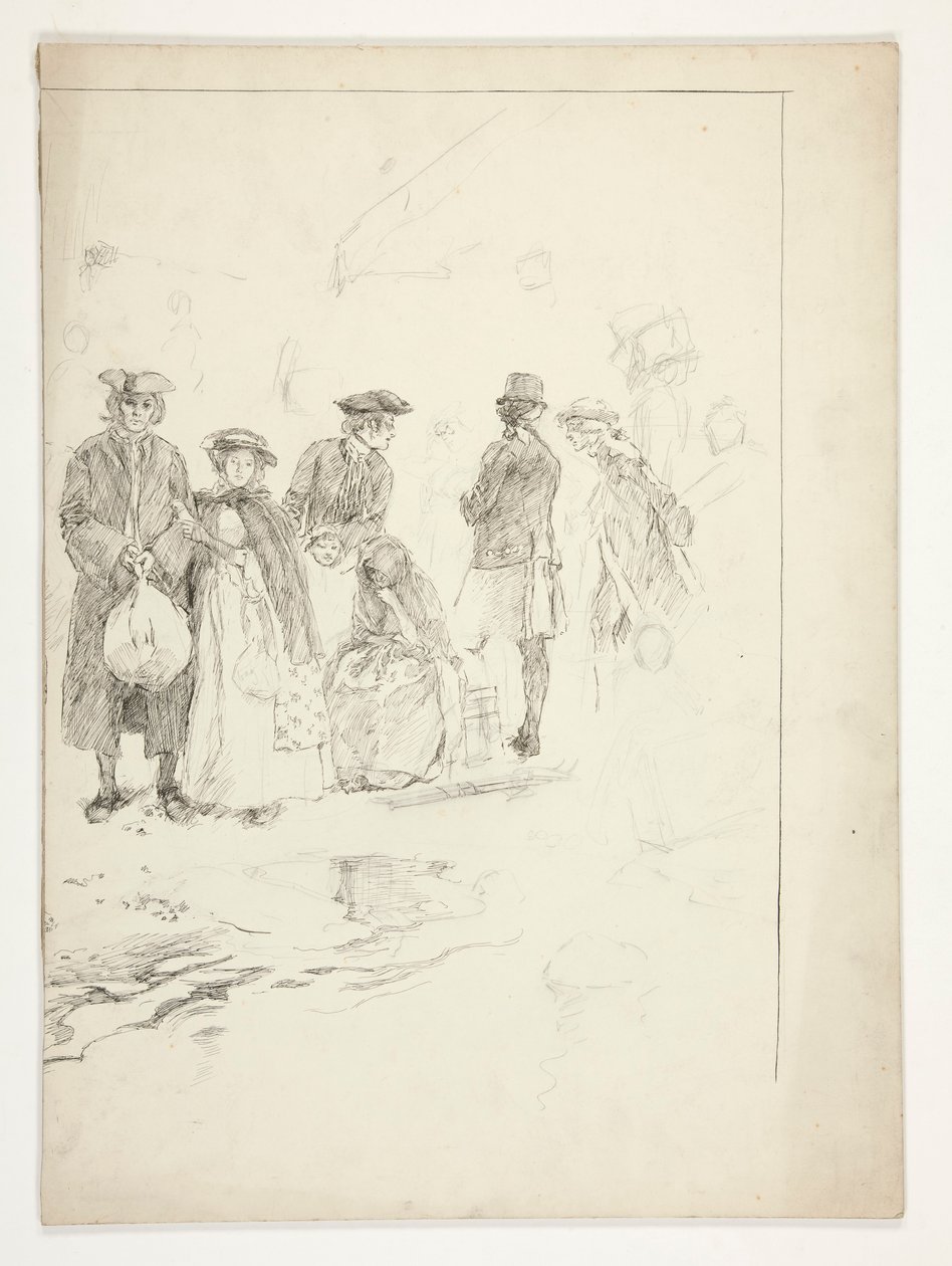 Ilustração sem título para Oliver Goldsmith de Edwin Austin Abbey