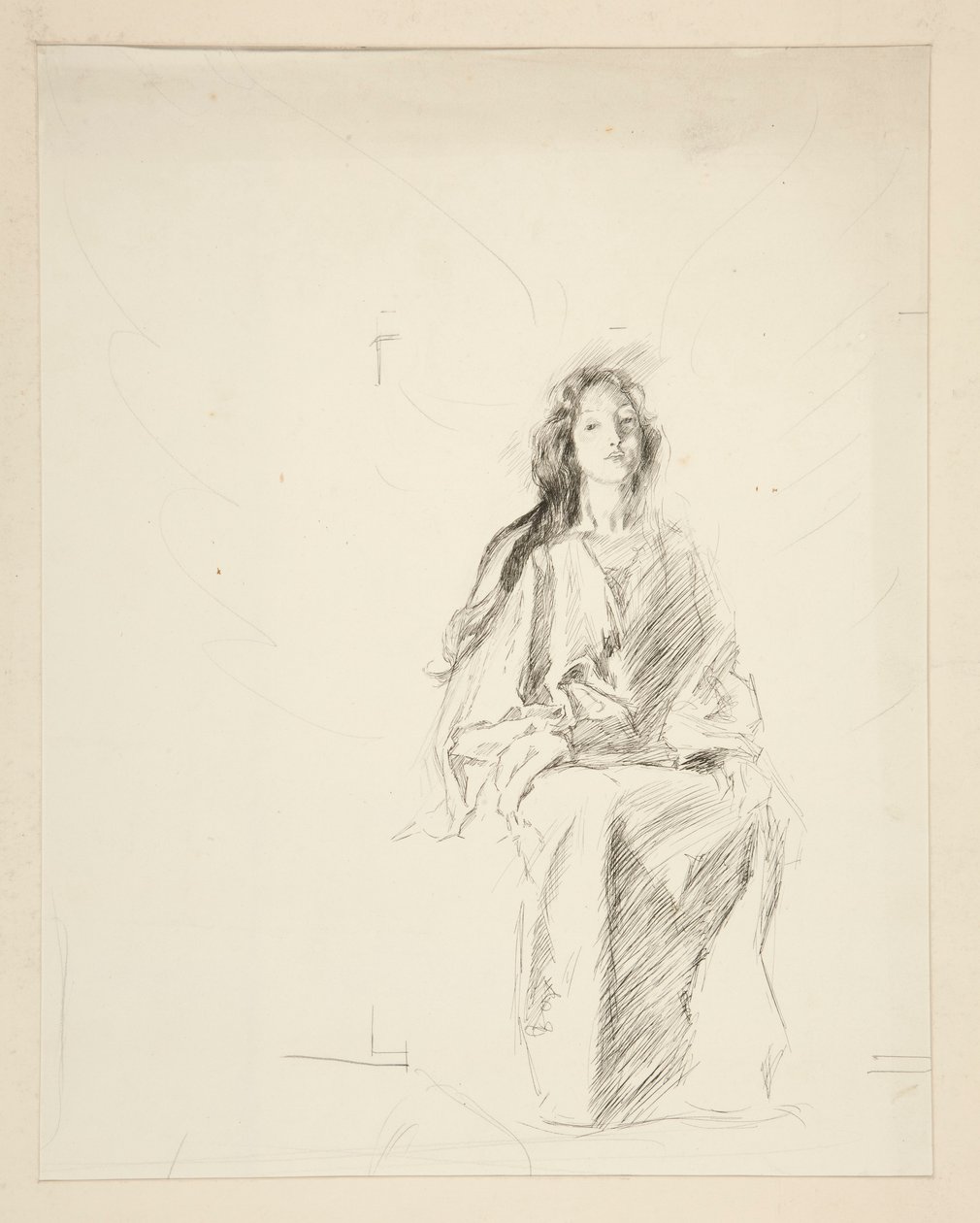 Mulher sentada, esboço para uma peça de Shakespeare não identificada de Edwin Austin Abbey