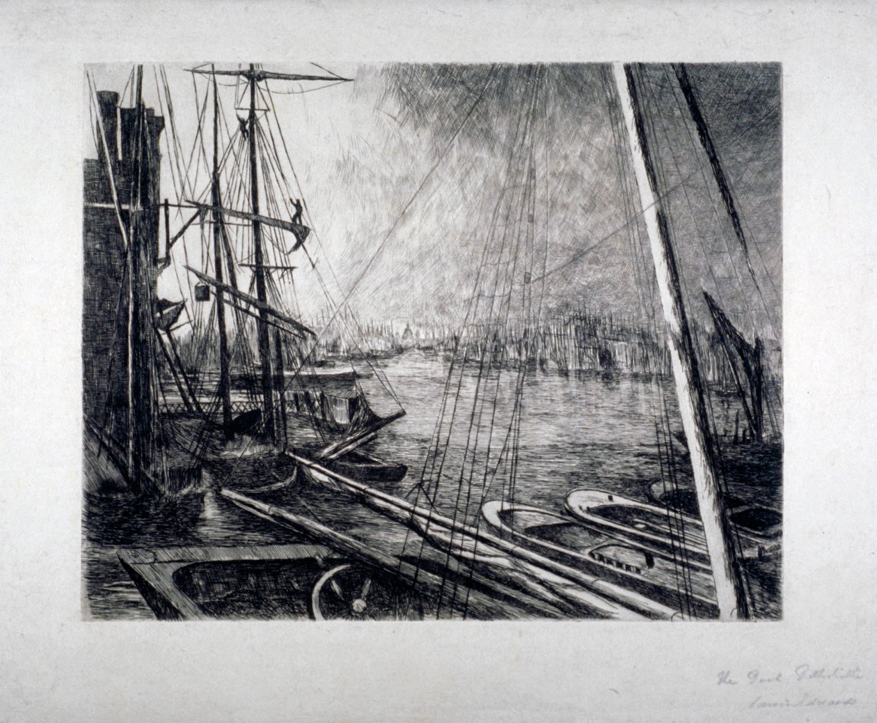 Piscina de Londres de Rotherhithe, com navios em primeiro plano, c1890. de Edwin Edwards