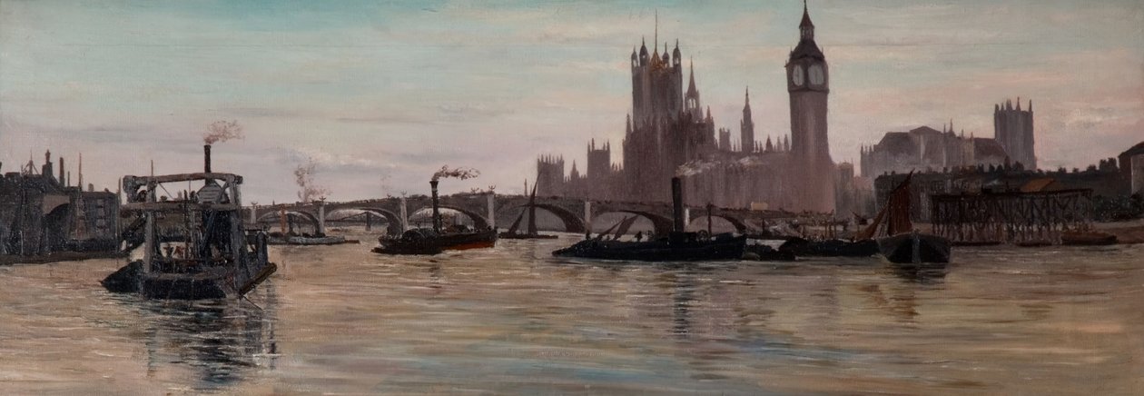 O Tamisa em Westminster, 1878. de Edwin Edwards
