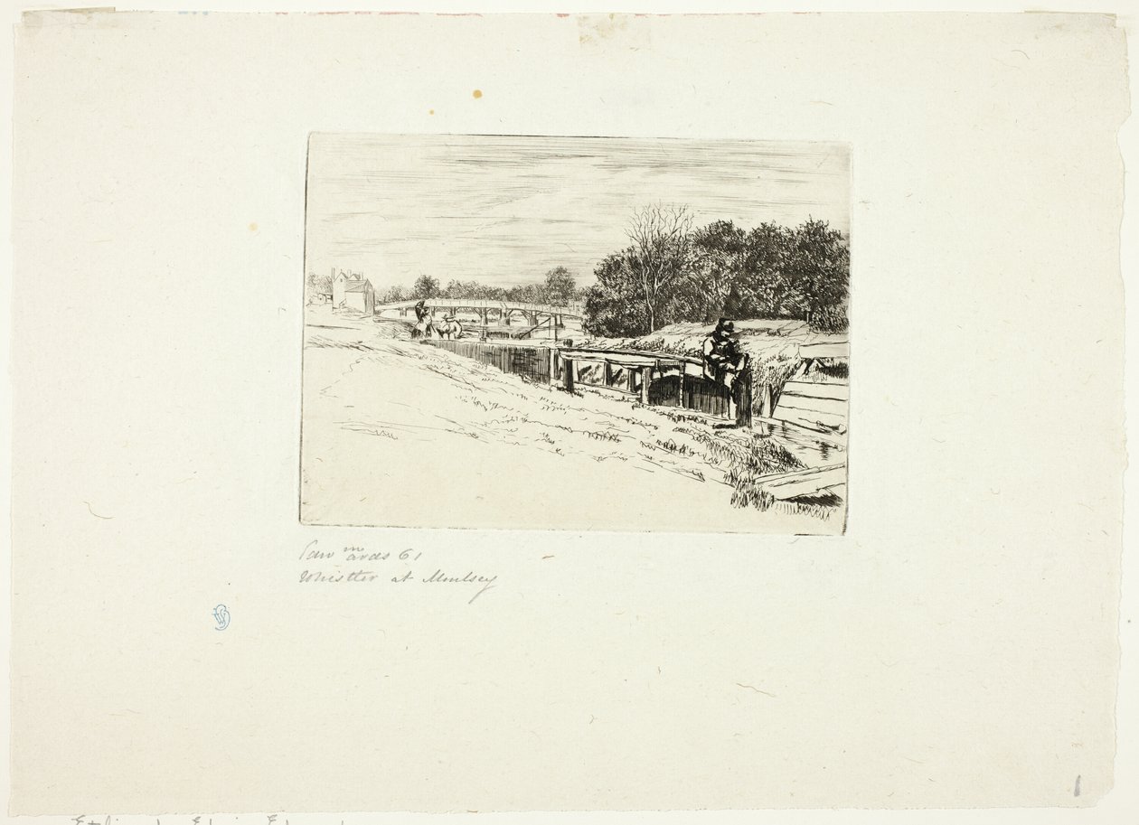 Whistler Sketching em Moulsey Lock de Edwin Edwards