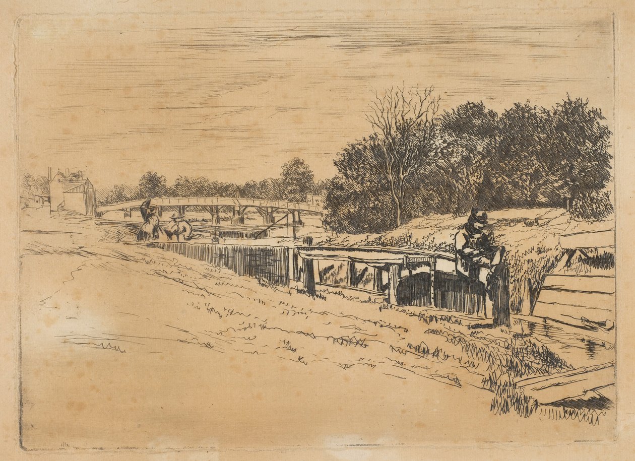 Whistler em Moulsey [Molesey Lock], [1861]. de Edwin Edwards