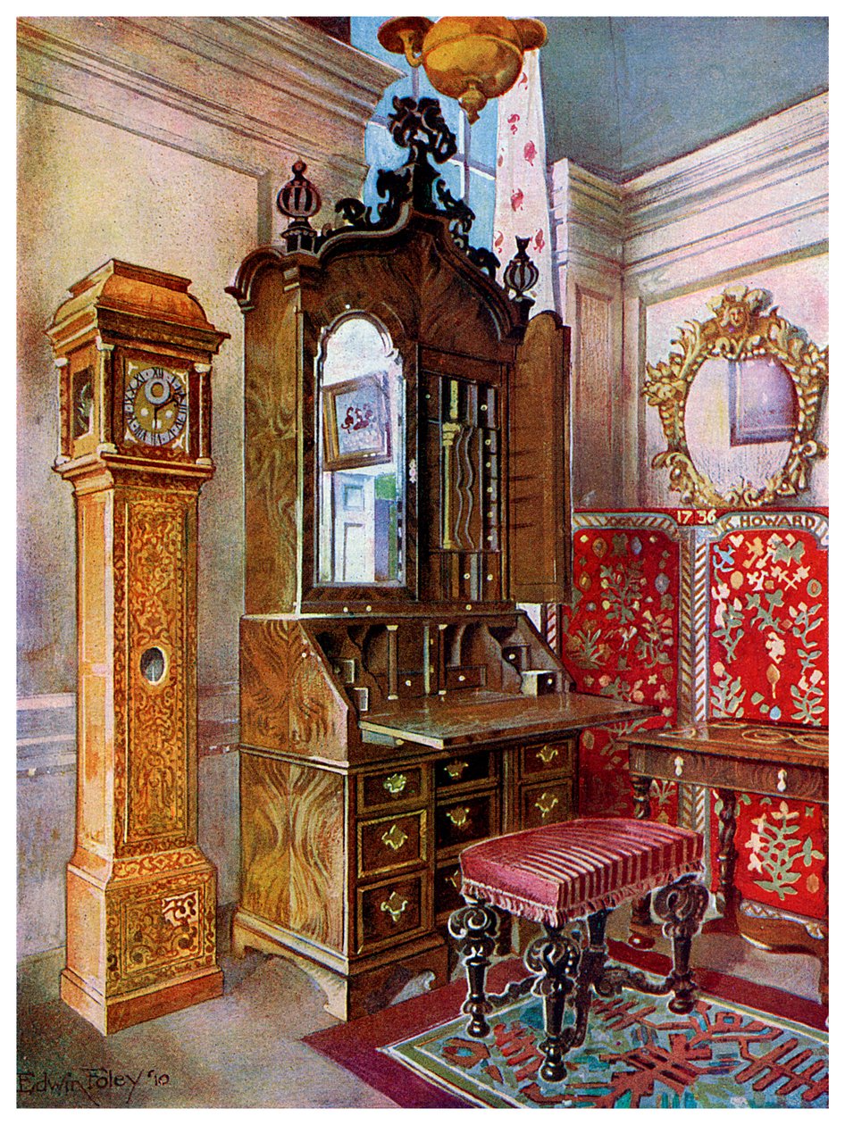 Um grupo de móveis do início do século XVIII, 1910. de Edwin Foley