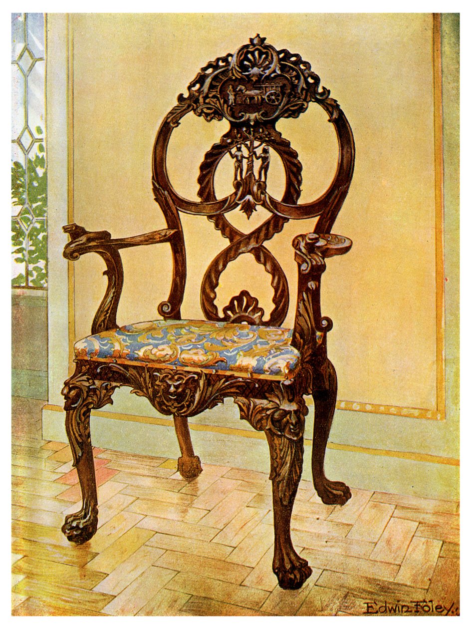 Cadeira cinzelada cedo dos chairmans de Chippendale, 1911-1912. de Edwin Foley