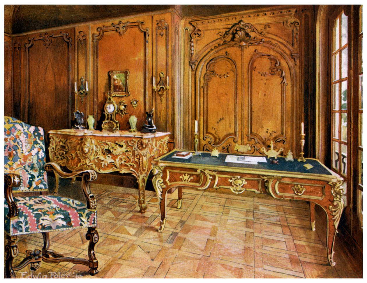 Sala com painéis franceses, Wallace Collection, Londres, 1911-1912. de Edwin Foley