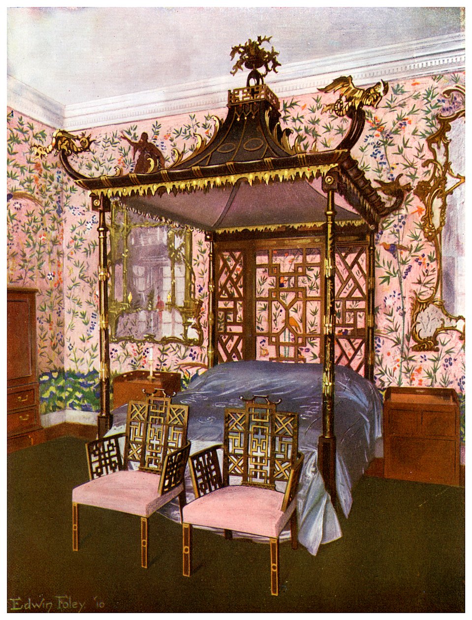 O quarto chinês de Chippendale, casa de badminton, Gloucestershire, 1911-1912. de Edwin Foley