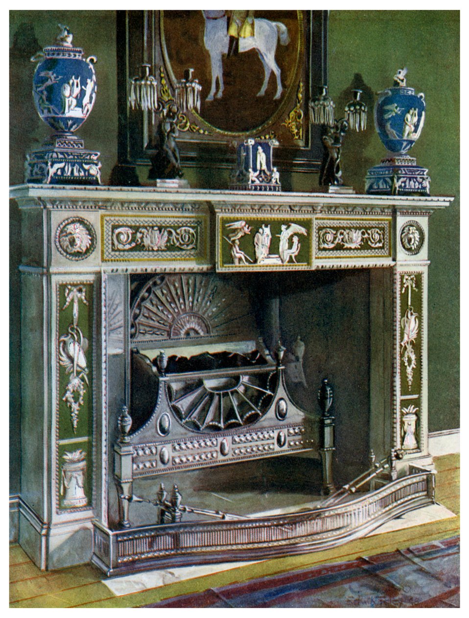Chaminé de Wedgwood Flaxman, Fontainebleau, França, 1911-1912. de Edwin Foley