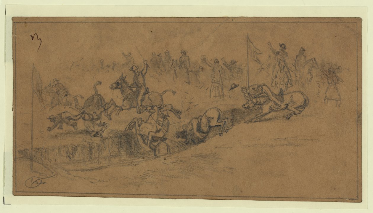 Dia de São Patrício no exército - A corrida de mulas de Edwin Forbes
