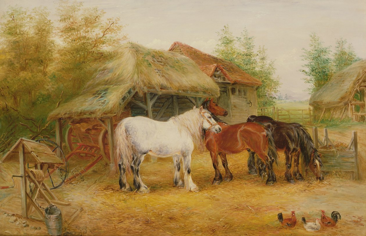 Carthorses em uma fazenda de Edwin Frederick Holt
