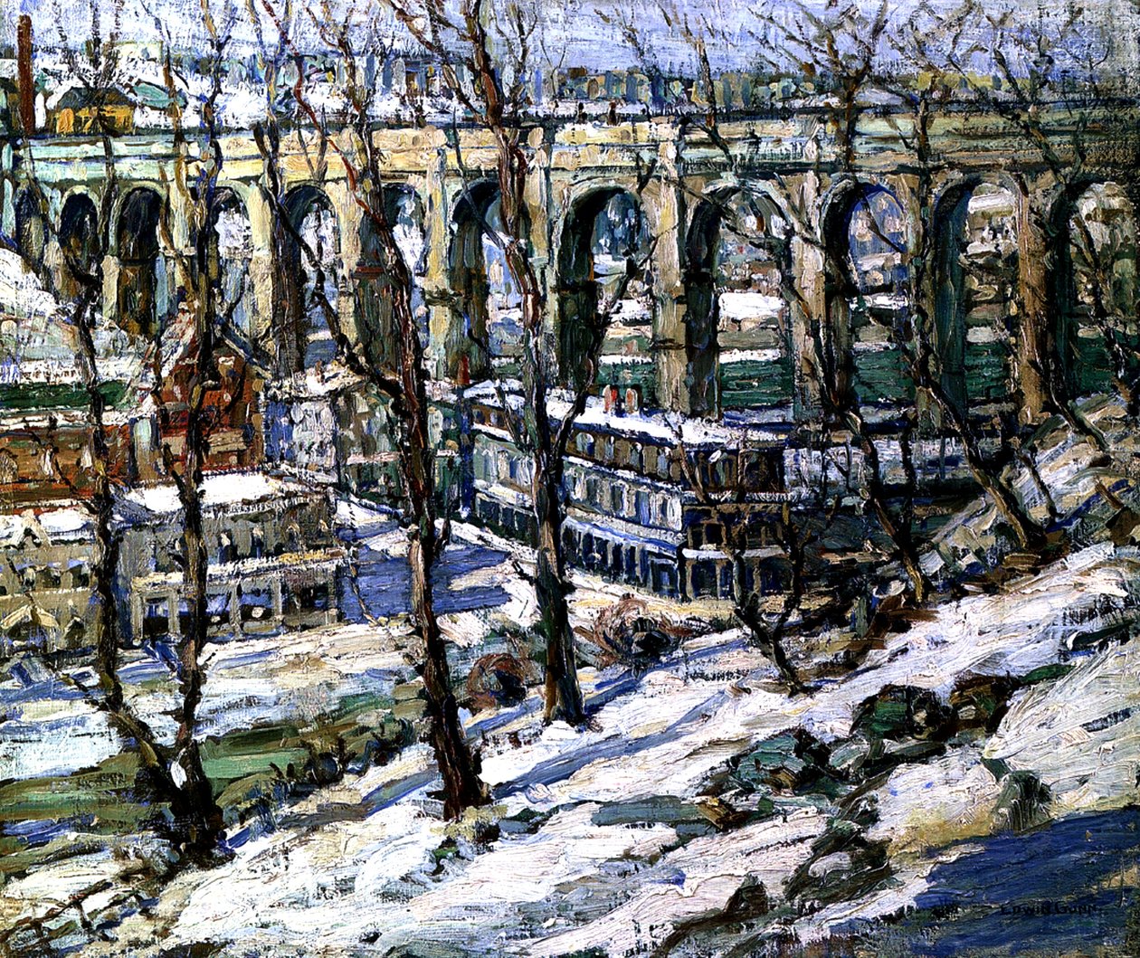 Ponte alta no rio Harlem, EUA, c.1907 de Edwin H. Gunn