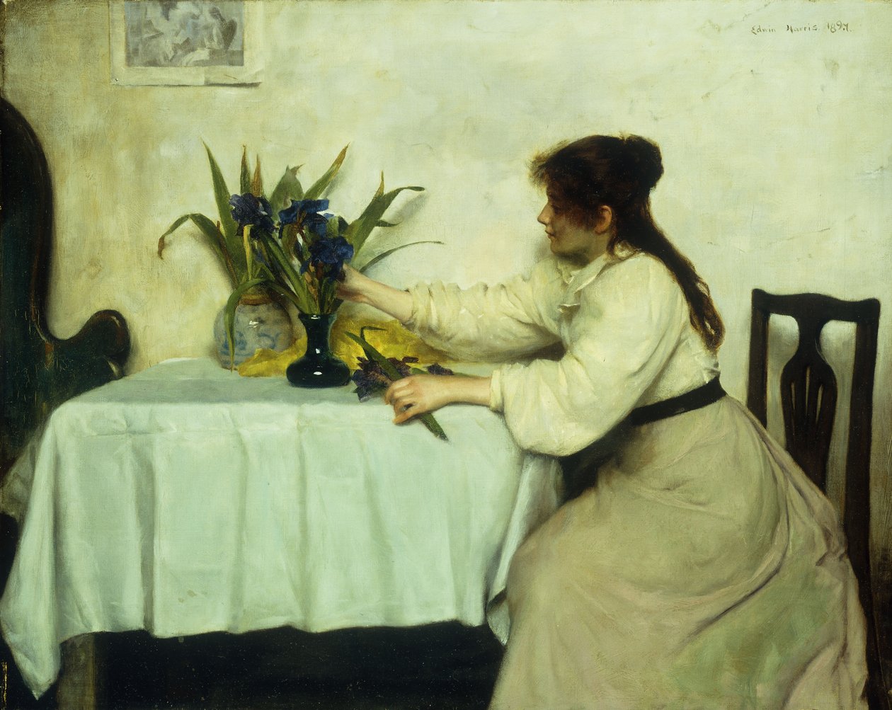 Arranjando as flores, 1897 de Edwin Harris