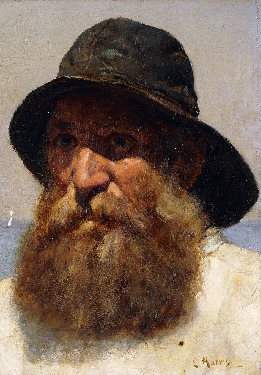 Retrato de um pescador, c.1895 de Edwin Harris