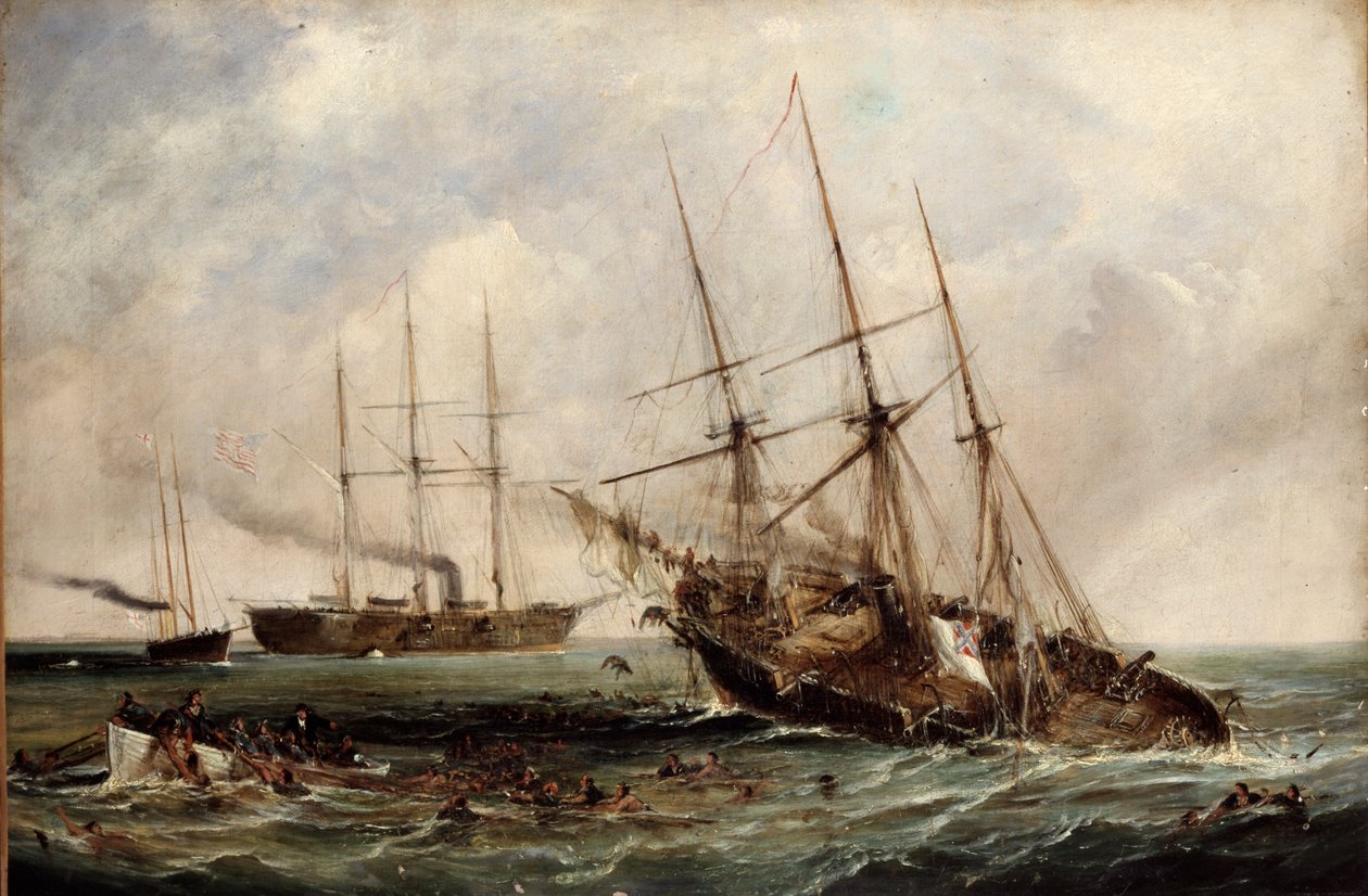 Destruição do navio confederado Alabama pelo US Ironclad Kearsarge, 19 de junho de 1864 de Edwin Hayes