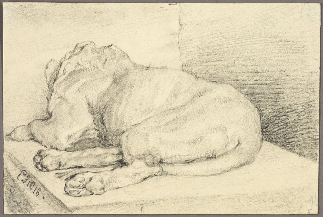 Leão reclinado, de costas de Edwin Henry Landseer