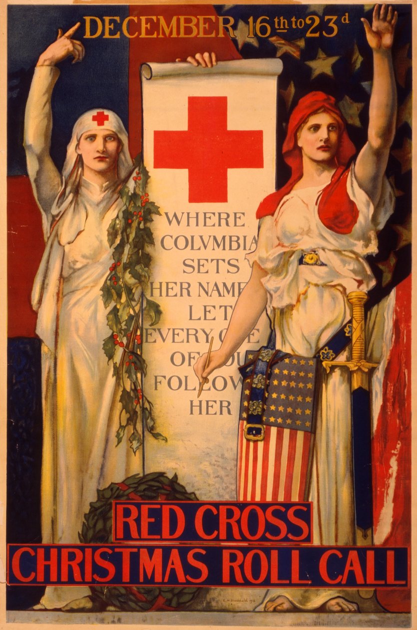 Campanha de Angariação de Fundos de Natal da Cruz Vermelha, pub. 1918 de Edwin Howland Blashfield
