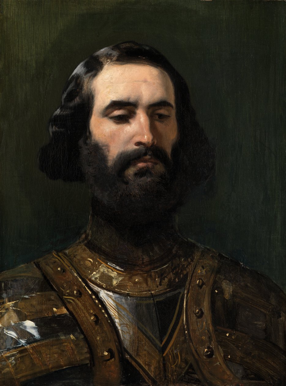 Um cavaleiro: um estudo (Óleo sobre tela) de Edwin Landseer